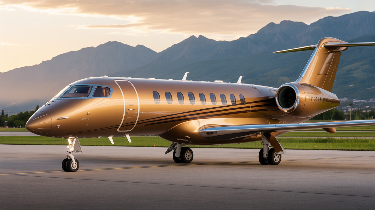 Luxury private jet with premium wrap