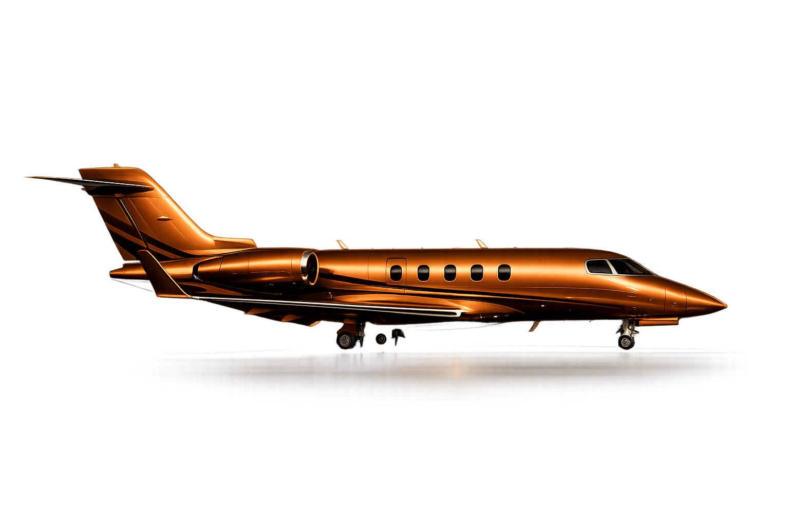 Private jet with luxury bronze vinyl wrap — LUX Skin custom livery