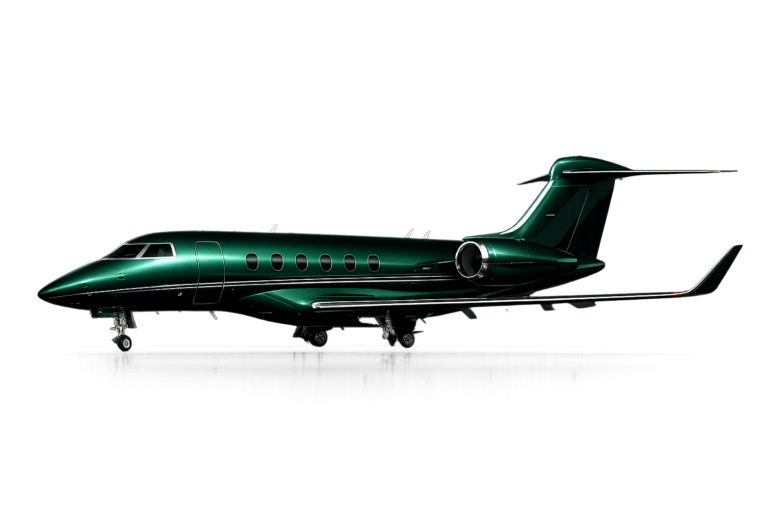 Private jet with custom green vinyl wrap by LUX Skin Mexico