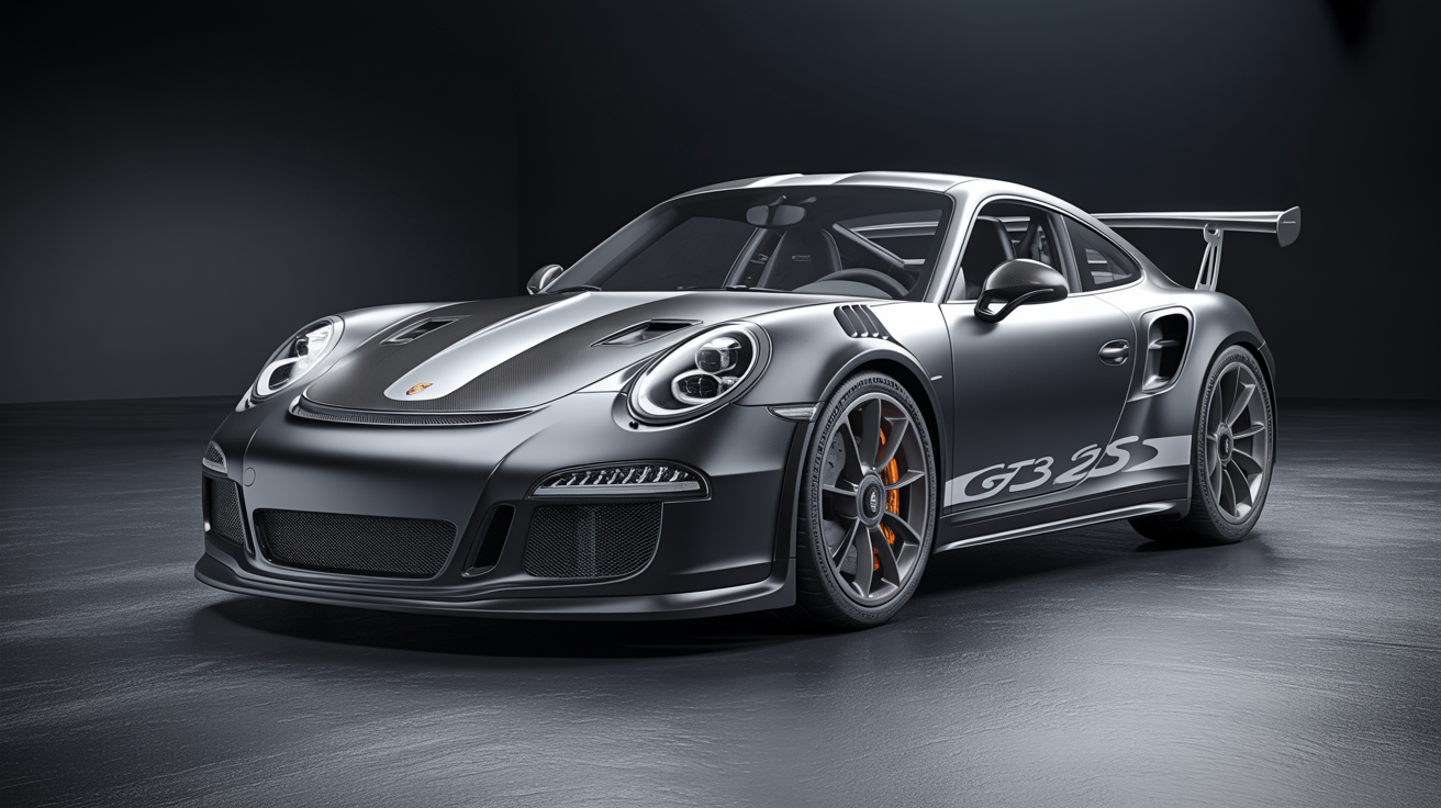 Porsche 911 GT3 RS with matte black and silver wrap